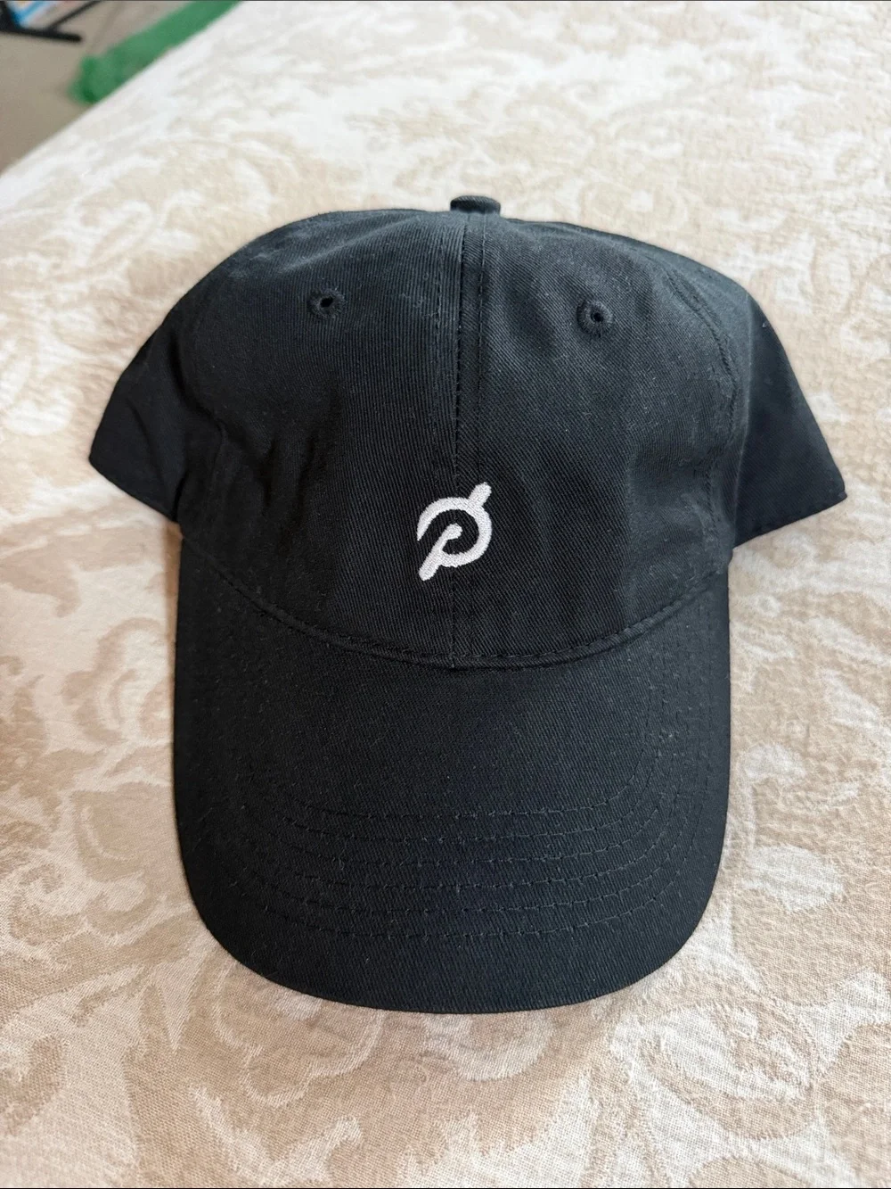 Peloton Black Cap with White Logo